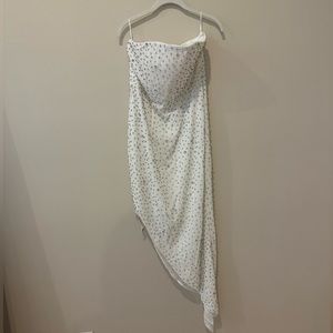 Oh Polly - VIVICA Hand Embellished Asymmetric Midi Dress in White